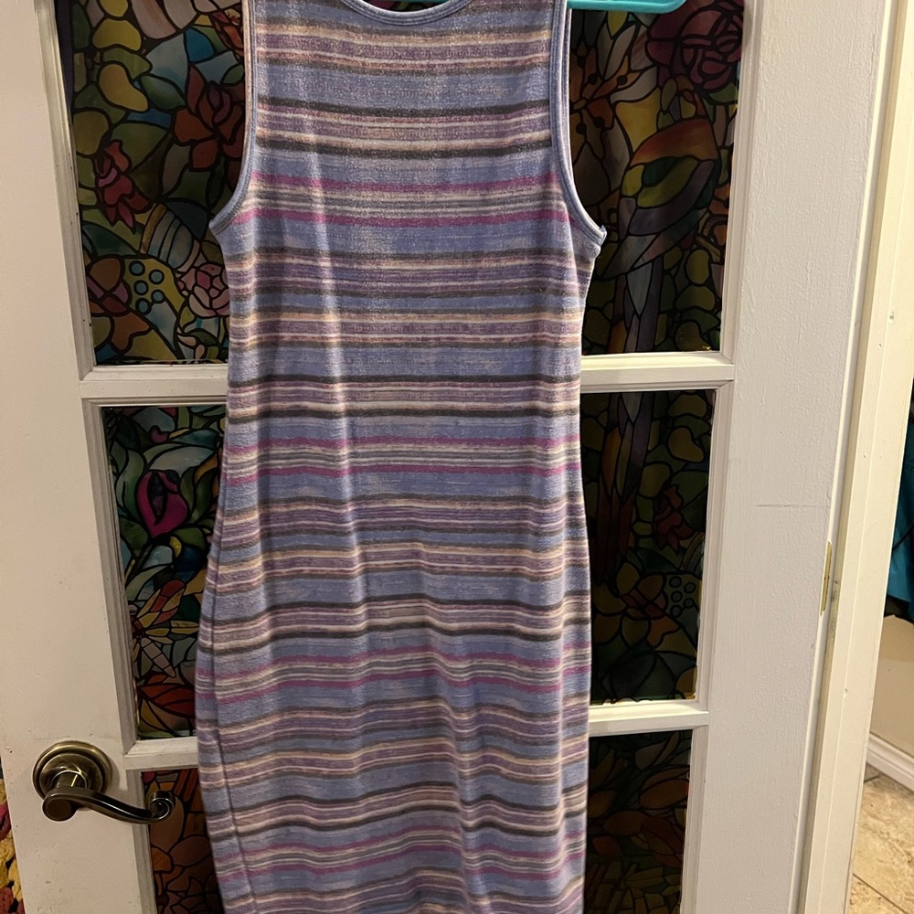 Rachel Roy Womens Tank Dress Purple Striped Sleeveless Fitted Size M - Picture 3 of 6